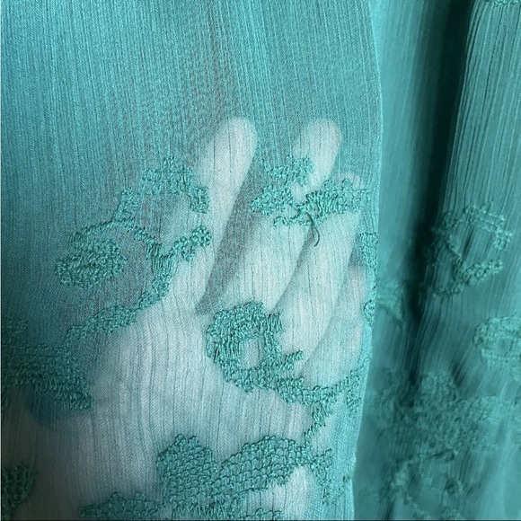 Anthropologie Tiny Women Sz XS Dress Green Boho Embroidered Luisa Swing Peasant - Picture 14 of 16